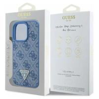 Guess Leather 4G Triangle Strass MagSafe Case for iPhone 16 Pro - Blue
