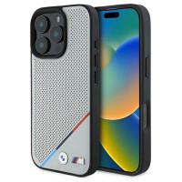 BMW M Perforated Tricolor Line MagSafe Case for iPhone 16 Pro - Gray