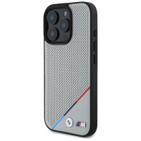 BMW M Perforated Tricolor Line MagSafe Case for iPhone 16 Pro - Gray