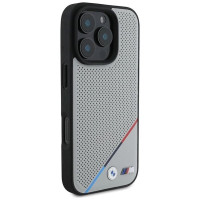 BMW M Perforated Tricolor Line MagSafe Case for iPhone 16 Pro - Gray
