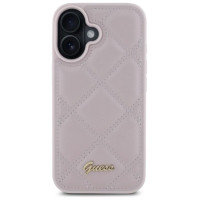 Guess Quilted Metal Logo iPhone 16 Case - Pink