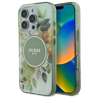 Guess IML Flower & Tonal Circle MagSafe case for iPhone 16 Pro - green