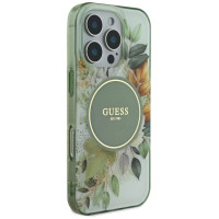 Guess IML Flower & Tonal Circle MagSafe case for iPhone 16 Pro - green
