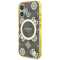 Guess IML Peony On 4G Background MagSafe iPhone 16 Case - Brown