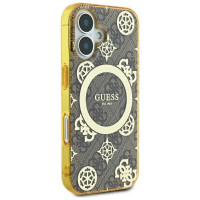 Guess IML Peony On 4G Background MagSafe iPhone 16 Case - Brown