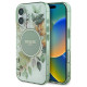 Guess IML Flower & Tonal Circle MagSafe case for iPhone 16 - green