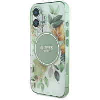 Guess IML Flower & Tonal Circle MagSafe case for iPhone 16 - green