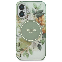 Guess IML Flower & Tonal Circle MagSafe case for iPhone 16 - green