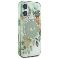 Guess IML Flower & Tonal Circle MagSafe case for iPhone 16 - green