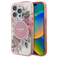 Guess IML Flower & Tonal Circle MagSafe iPhone 16 Pro Max Case - Pink