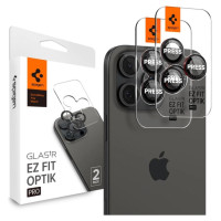 Spigen Optik Pro L-Series Glas.tR EZ Fit Tempered Glass for iPhone 14 Pro / Pro Max / 15 Pro / Pro Max / 16 Pro / 16 Pro Max Camera - Black with Red Edge