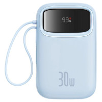 Baseus QPow 2 30W 10000mAh Power Bank with Built-in USB-C Cables - Blue