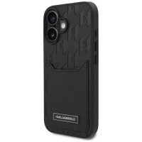 Karl Lagerfeld Cardslots Monogram iPhone 16 Case - Black