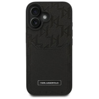 Karl Lagerfeld Cardslots Monogram iPhone 16 Case - Black