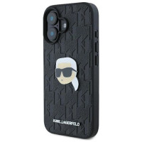 Karl Lagerfeld Monogram Karl Head Pin iPhone 16 Case - Black