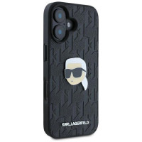 Karl Lagerfeld Monogram Karl Head Pin iPhone 16 Case - Black