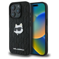 Karl Lagerfeld Monogram Choupette Head Pin iPhone 16 Pro Max Case - Black