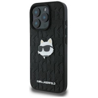 Karl Lagerfeld Monogram Choupette Head Pin iPhone 16 Pro Max Case - Black
