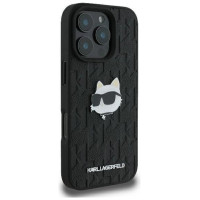 Karl Lagerfeld Monogram Choupette Head Pin iPhone 16 Pro Max Case - Black