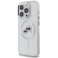 Karl Lagerfeld IML Metal Karl & Choupette Head MagSafe Case for iPhone 14 Pro Max - White