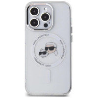 Karl Lagerfeld IML Metal Karl & Choupette Head MagSafe Case for iPhone 14 Pro Max - White