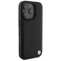 BMW Leather Hot Stamp MagSafe iPhone 16 Pro Max Case - Black