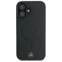 Mercedes Smooth Leather MagSafe iPhone 16 Plus Case - Black