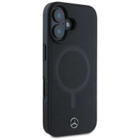 Mercedes Smooth Leather MagSafe iPhone 16 Plus Case - Black