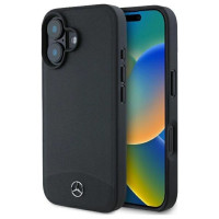 Mercedes Textured And Plain Leather MagSafe case for iPhone 16 - black