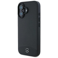 Mercedes Textured And Plain Leather MagSafe case for iPhone 16 - black