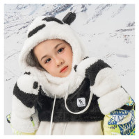 Qunature Panda Ski Gloves for Kids and Adults Size S - Black/White