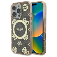 Guess IML Peony On 4G Background MagSafe Case for iPhone 16 Pro Max - Brown