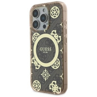 Guess IML Peony On 4G Background MagSafe Case for iPhone 16 Pro Max - Brown