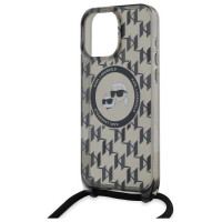 Karl Lagerfeld IML Crossbody Monogram Karl & Choupette Head MagSafe Case for iPhone 16 Pro - Black