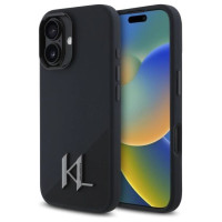 Karl Lagerfeld Silicone Shadow Metal Initial MagSafe iPhone 16 Case - Black