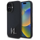 Karl Lagerfeld Silicone Shadow Metal Initial MagSafe iPhone 16 Case - Black