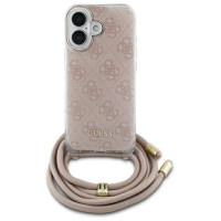 Guess Crossbody Cord 4G Print iPhone 16 Case - Pink