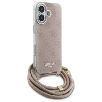 Guess Crossbody Cord 4G Print iPhone 16 Case - Pink