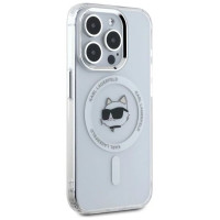 Karl Lagerfeld IML Metal Choupette Head MagSafe Case for iPhone 15 Pro Max - White