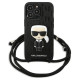 Karl Lagerfeld Leather Monogram Patch and Cord Iconik Case for iPhone 13 Pro / 13 - Black
