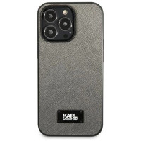 Karl Lagerfeld Saffiano Plaque Case for iPhone 13 Pro Max 6.7" - Silver