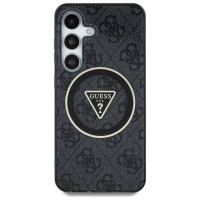 Guess 4G Glitter Triangle Buttons MagSafe case for Samsung Galaxy S25 black
