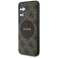 Guess 4G Round Patch Classic Logo MagSafe Case for Samsung Galaxy S25 Plus Brown