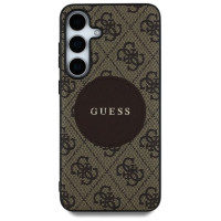 Guess 4G Round Patch Classic Logo MagSafe Case for Samsung Galaxy S25 Plus Brown