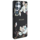 Guess Grained Printed Flower Pattern MagSafe case for Samsung Galaxy S25 Ultra black