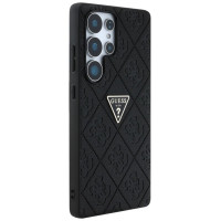 Guess Hot Stamp 4G Pattern Triangle Metal Logo Case for Samsung Galaxy S25 Ultra - Black