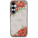 Guess Leather 4G Flowers Print Metal Classic Logo MagSafe Case for Samsung Galaxy S25 - Pink