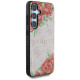 Guess Leather 4G Flowers Print Metal Classic Logo MagSafe Case for Samsung Galaxy S25 - Pink