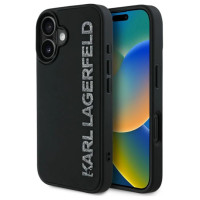 Karl Lagerfeld HC 3D Rubber Elongated Glitter iPhone 16 Case - Black