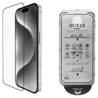 Guess BP Rhinestone 2in1 Screen Protector and Camera Lens Set for iPhone 16 Pro Max - Silver